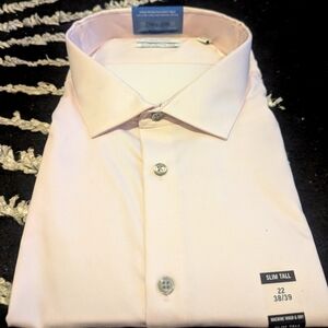 NWT Calvin Klein Infinite Non-Iron Slim Tall Men's Shirt 5XL- Light Pink